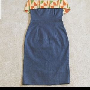 Beautiful Kente print and denim dress.